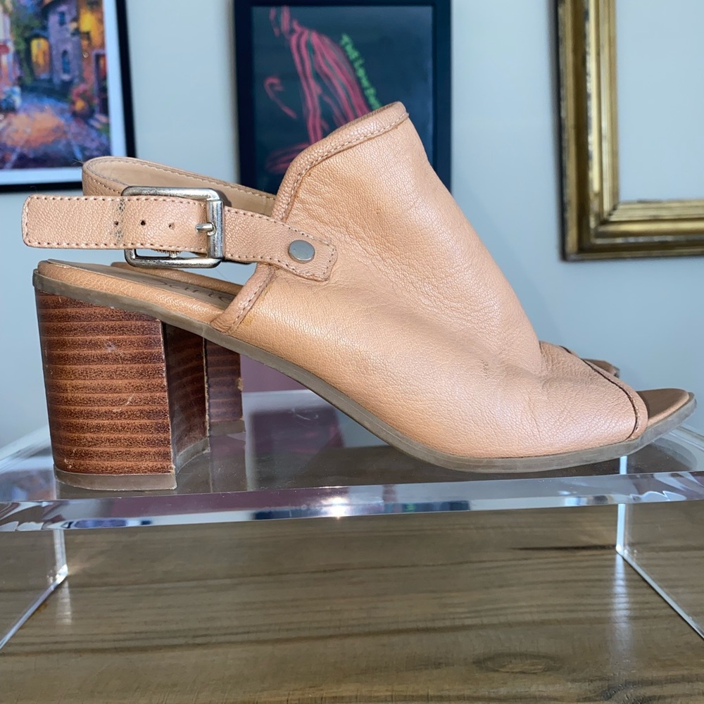 Franco sarto tan heeled leather sandals